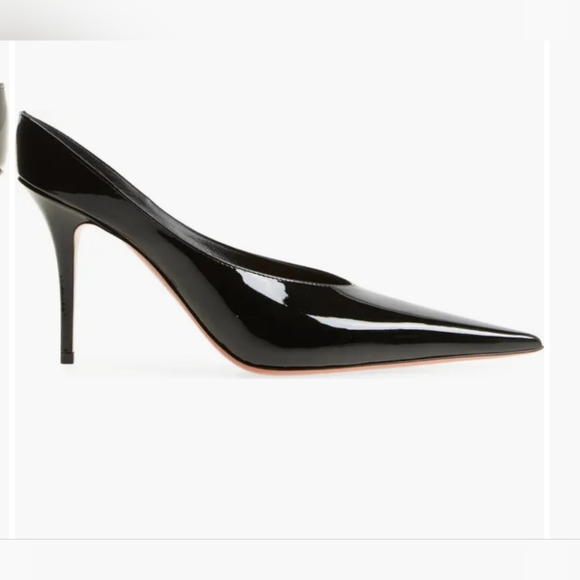 $970 Amina Muaddi 105mm Anok Patent Leather Mules Pumps Black EU 40 US 9.5 New - Picture 1 of 11